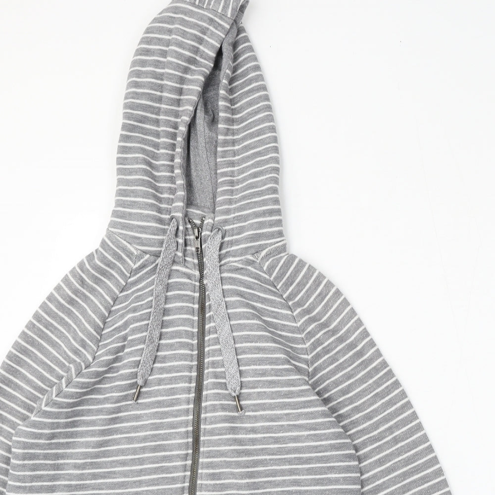 Mountain Warehouse Womens Grey Striped Cotton Full Zip Hoodie Size 16