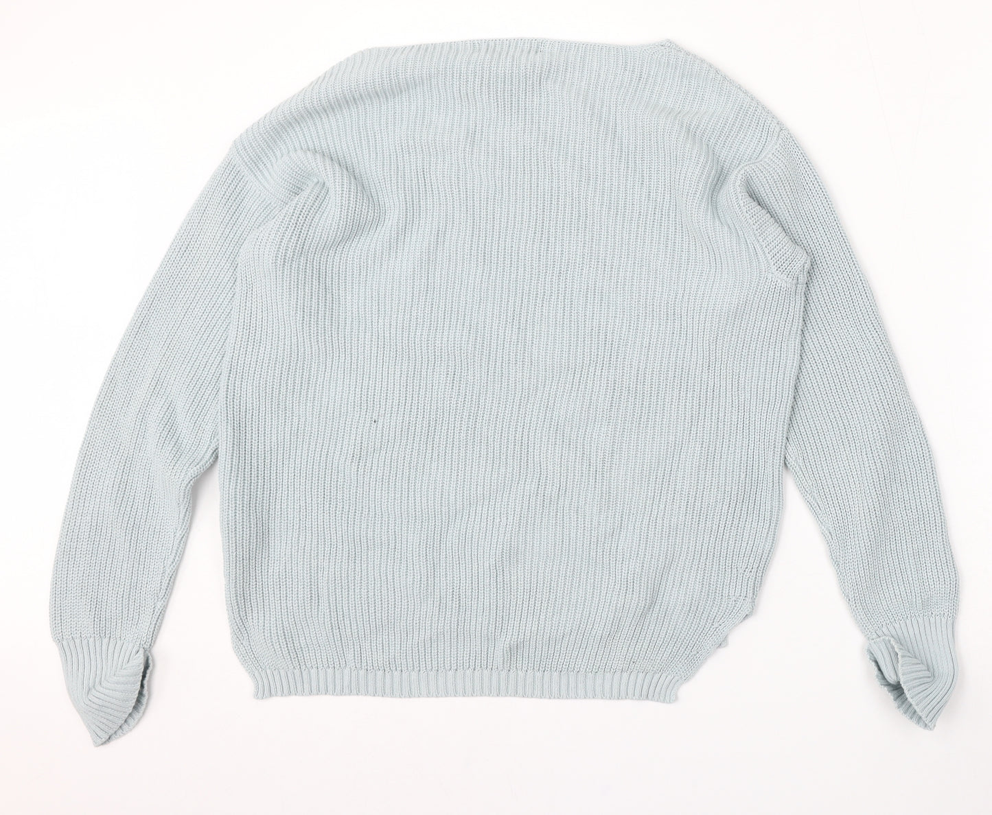 Avenue Womens Blue Boat Neck  Cotton Pullover Jumper Size 14