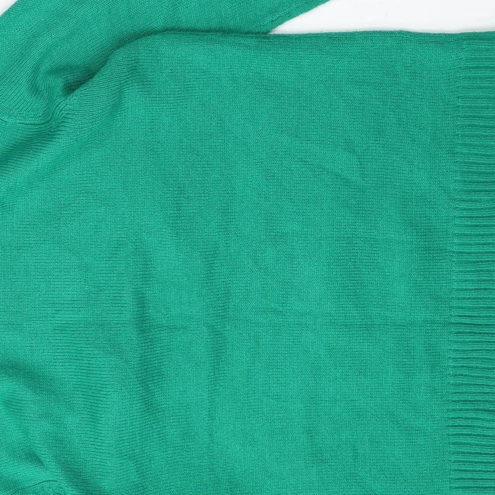 Peacocks Womens Green Round Neck  Acrylic Pullover Jumper Size M   - Christmas