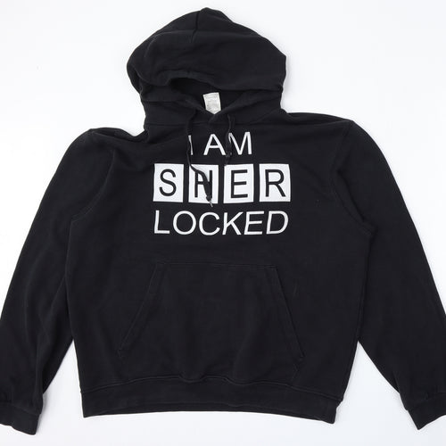 B&C Collection Womens Black  Cotton Pullover Hoodie Size L   - Sherlock