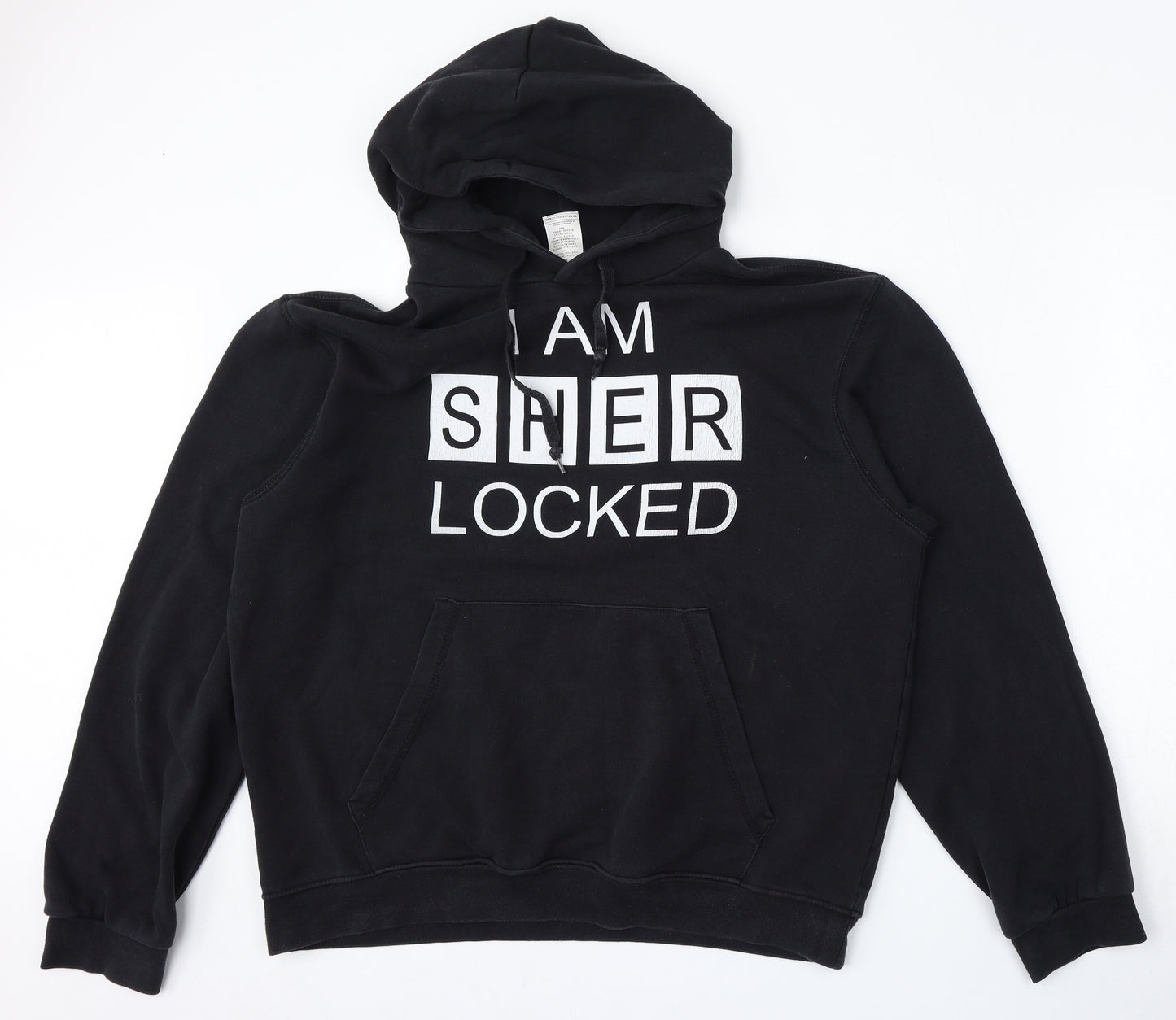 B&C Collection Womens Black  Cotton Pullover Hoodie Size L   - Sherlock