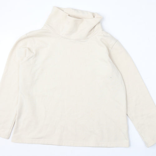 Classic Womens Beige  Polyester Pullover Sweatshirt Size M