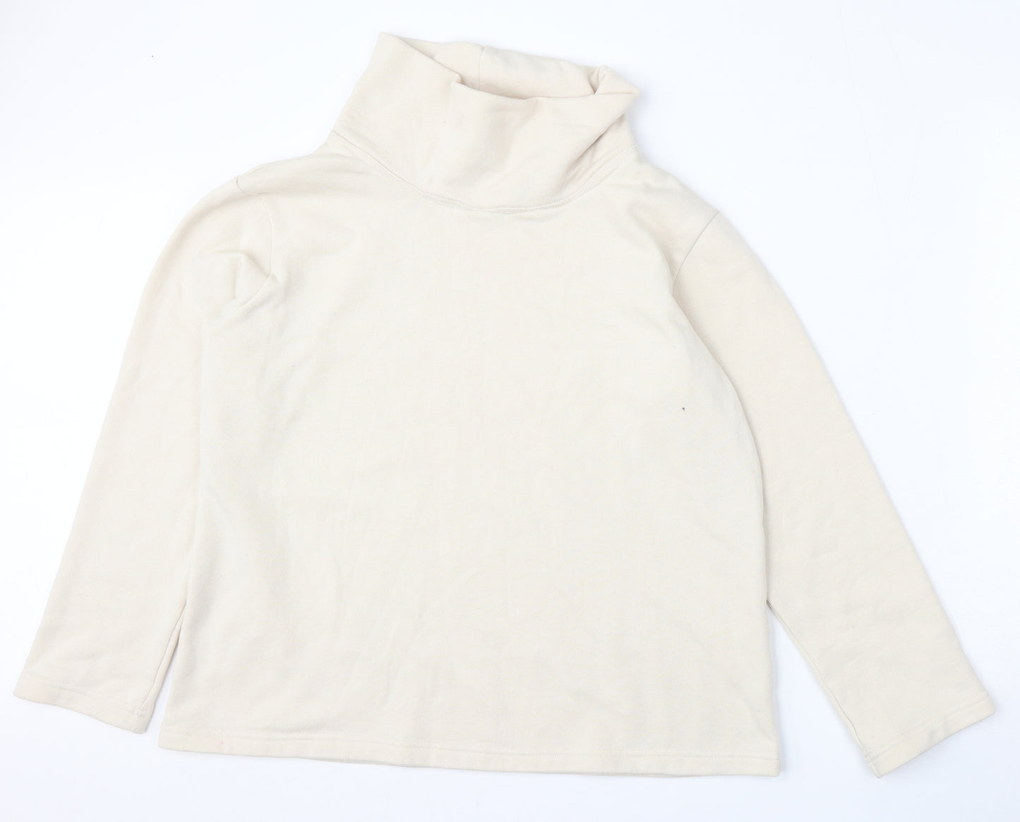 Classic Womens Beige  Polyester Pullover Sweatshirt Size M