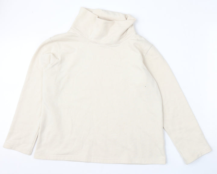 Classic Womens Beige Polyester Pullover Sweatshirt Size M
