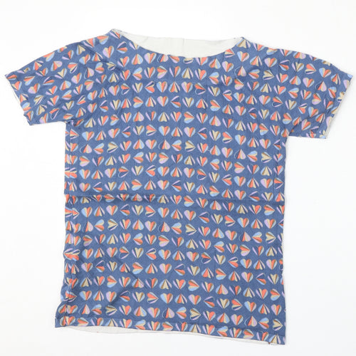NEXT Womens Blue Round Neck Geometric Cotton Pullover Jumper Size 10
