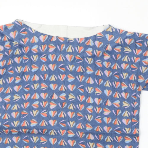 NEXT Womens Blue Round Neck Geometric Cotton Pullover Jumper Size 10