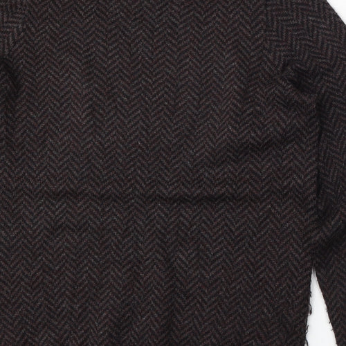 Marks and Spencer Mens Brown Round Neck Geometric Acrylic Pullover Jumper Size M