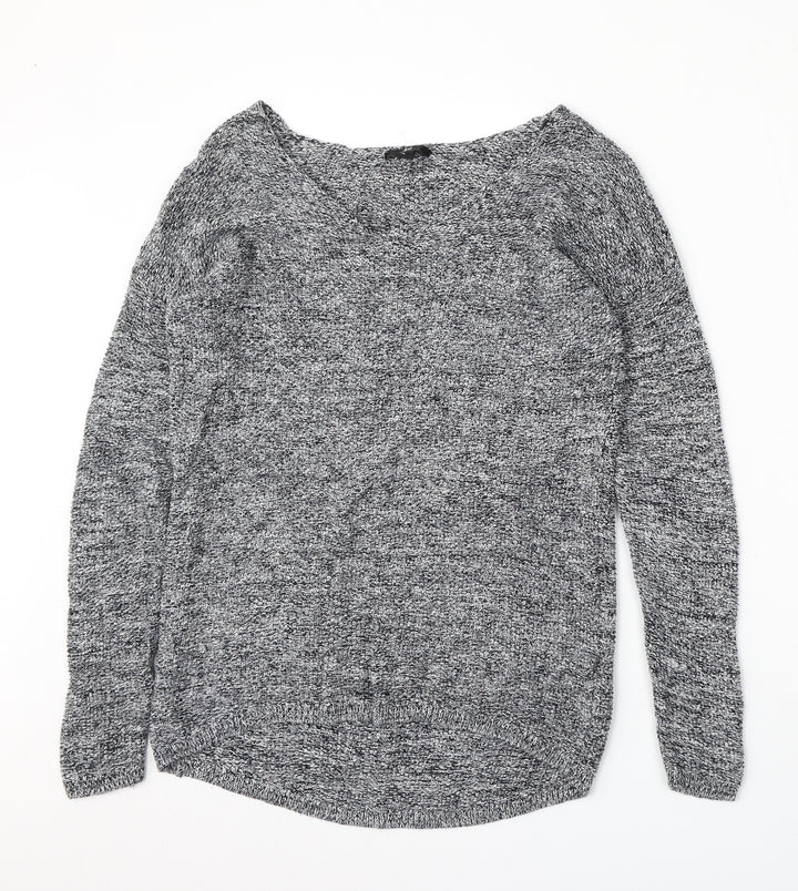 H&M Womens Grey V-Neck Cotton Pullover Jumper Size XS