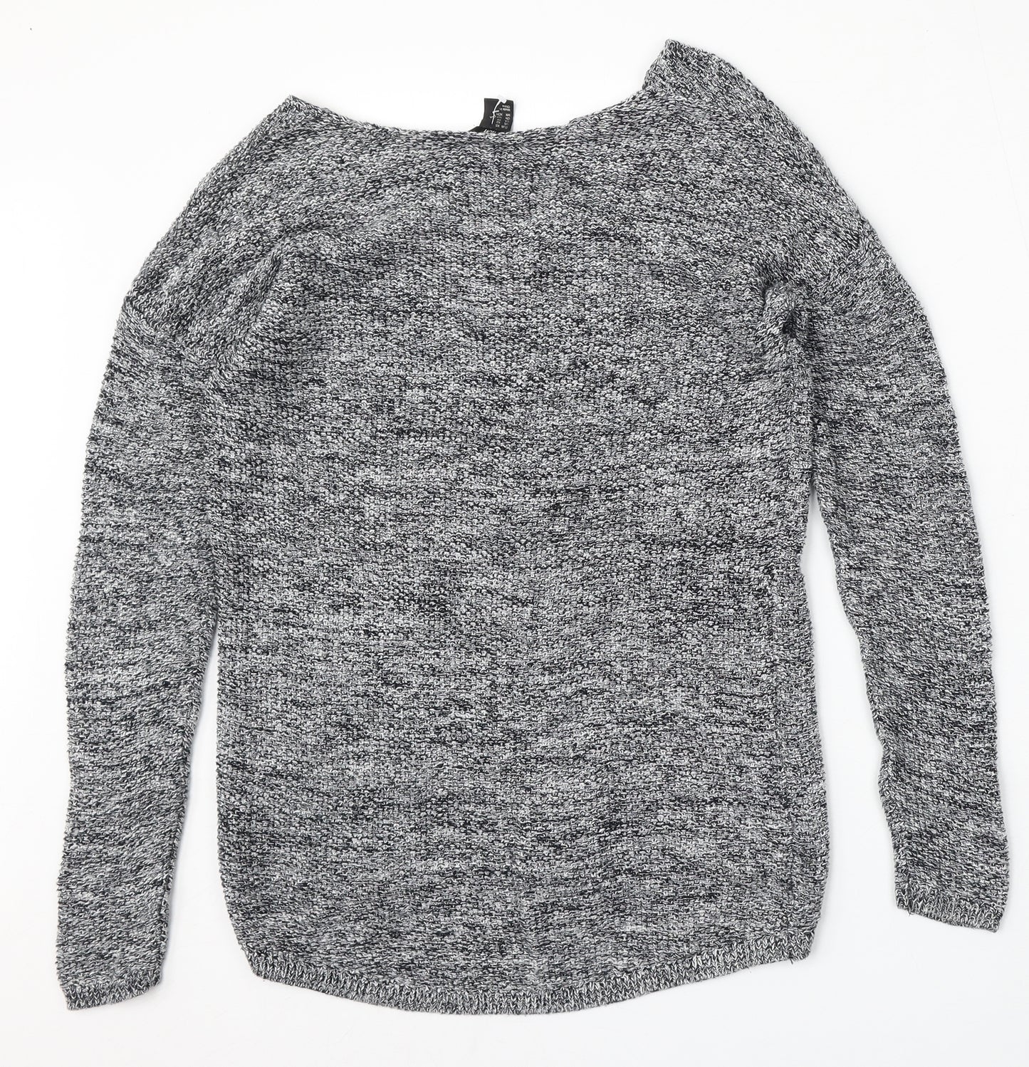 H&M Womens Grey V-Neck  Cotton Pullover Jumper Size XS