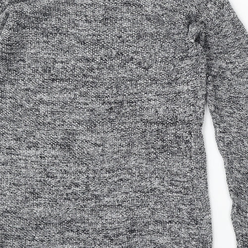 H&M Womens Grey V-Neck  Cotton Pullover Jumper Size XS