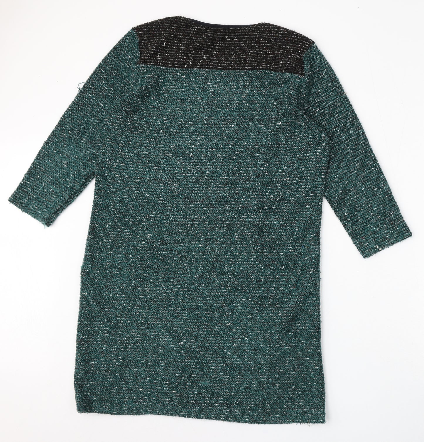 Text Womens Green Round Neck  Polyester Pullover Jumper Size M