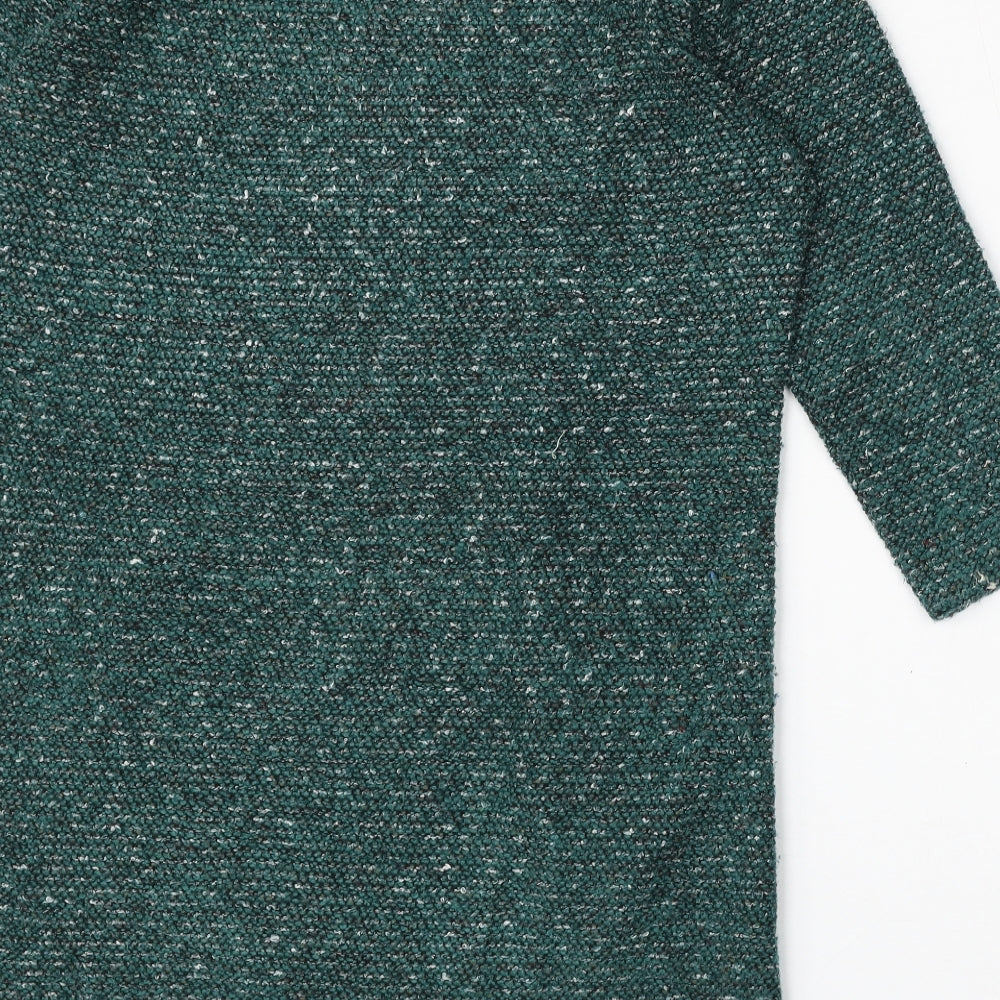 Text Womens Green Round Neck  Polyester Pullover Jumper Size M