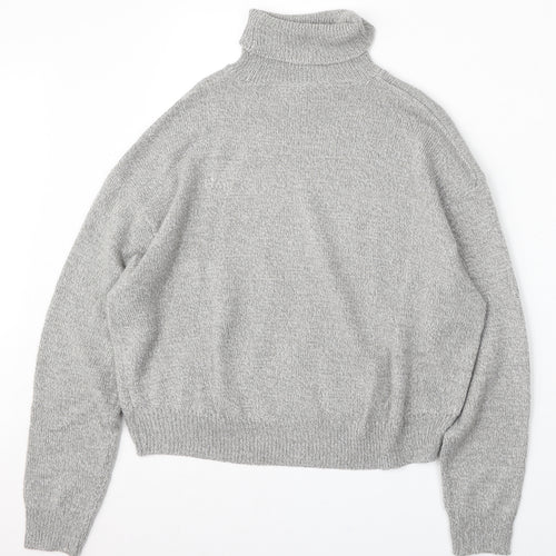 H&M Womens Grey Roll Neck  Acrylic Pullover Jumper Size S