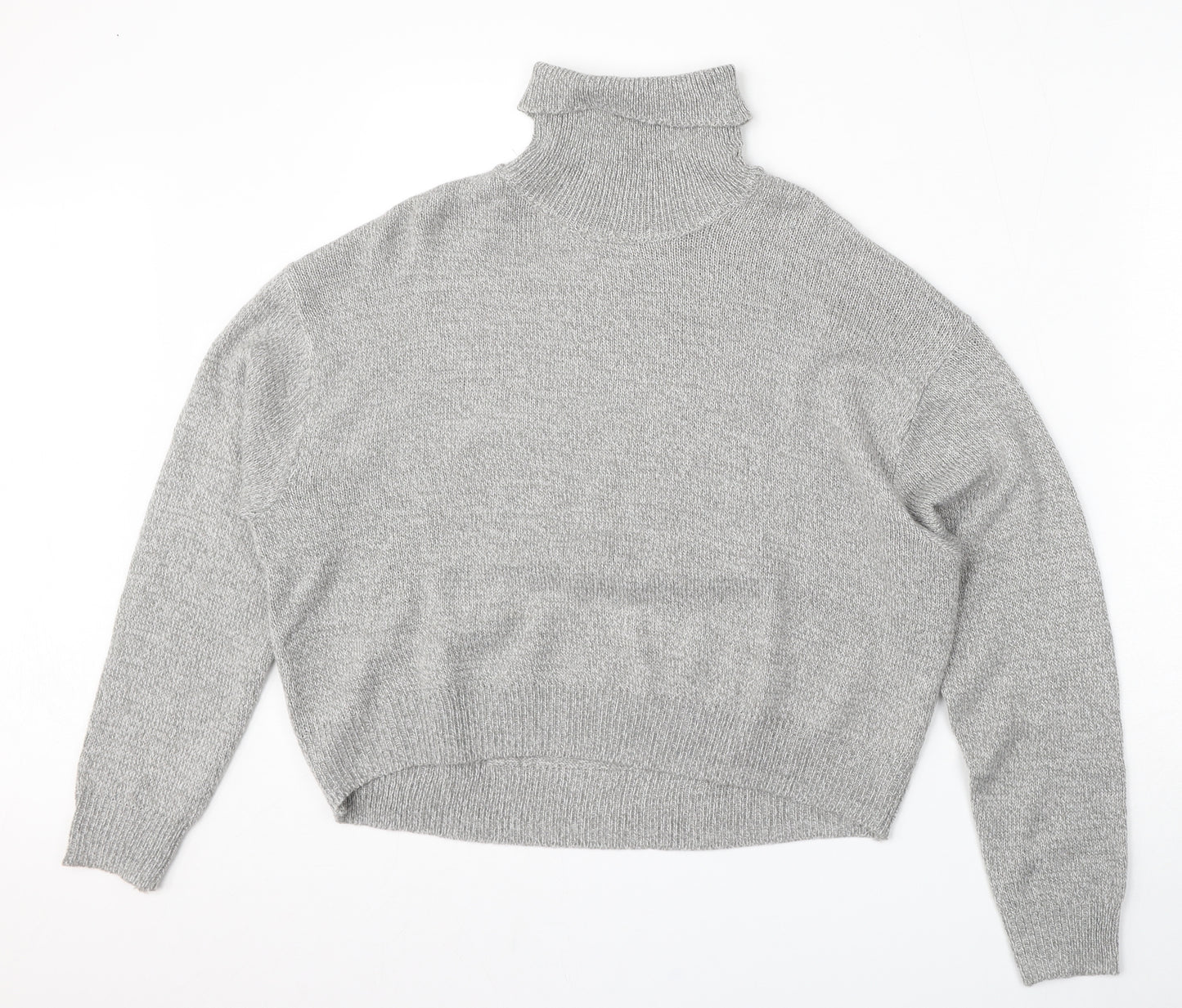 H&M Womens Grey Roll Neck  Acrylic Pullover Jumper Size S