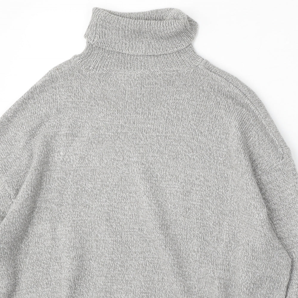 H&M Womens Grey Roll Neck  Acrylic Pullover Jumper Size S