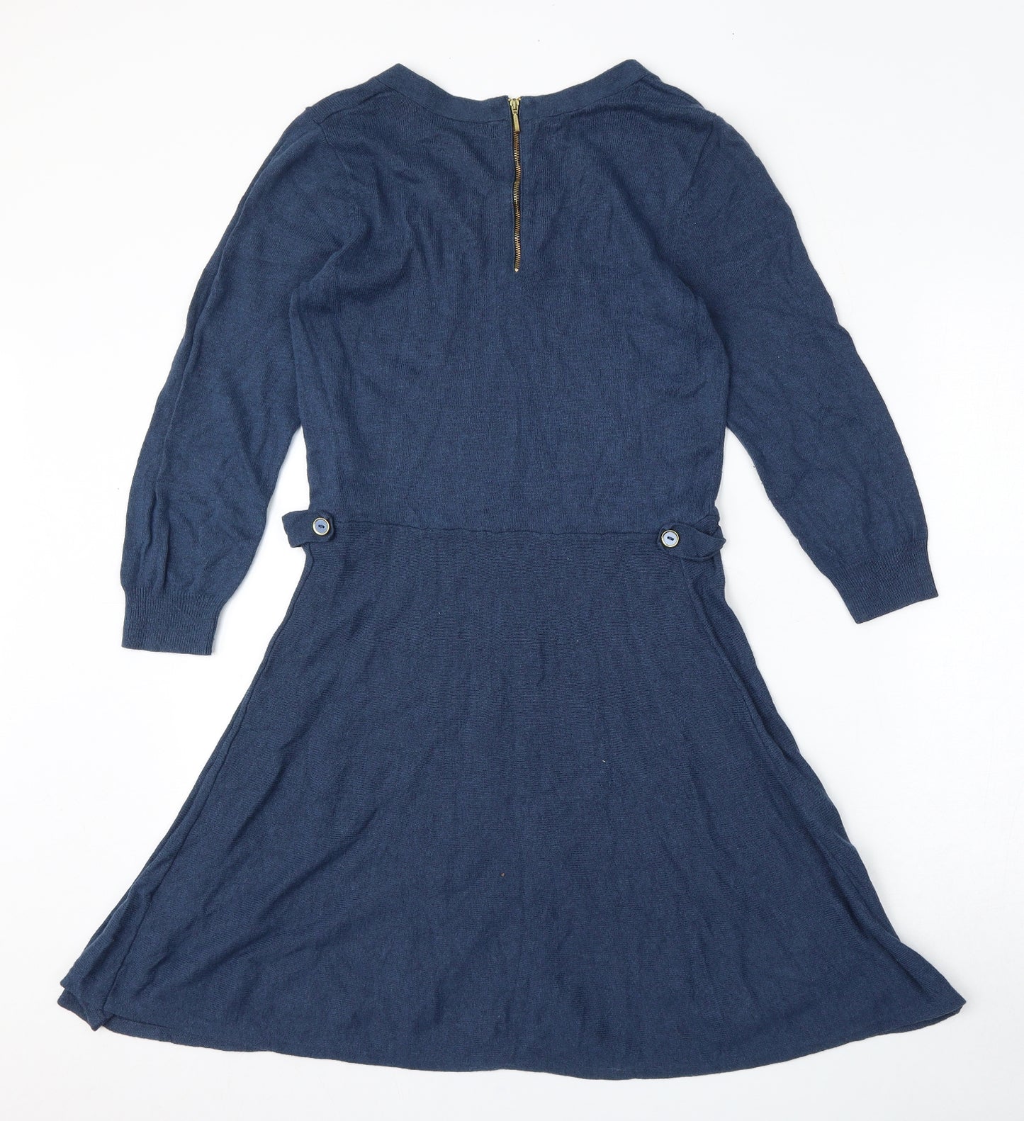 TU Womens Blue  Viscose Skater Dress  Size 12  Round Neck Zip