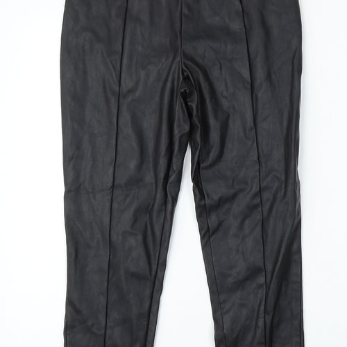 F&F Womens Black  Polyurethane Trousers  Size 8 L26 in Regular