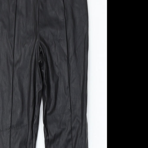 F&F Womens Black  Polyurethane Trousers  Size 8 L26 in Regular
