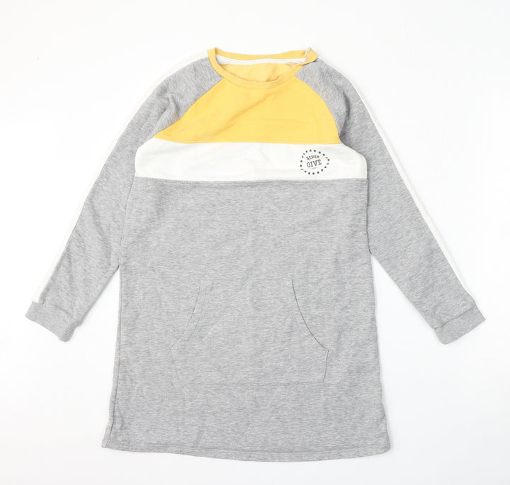 Nutmeg Girls Grey Cotton Pullover Sweatshirt Size 10-11 Years