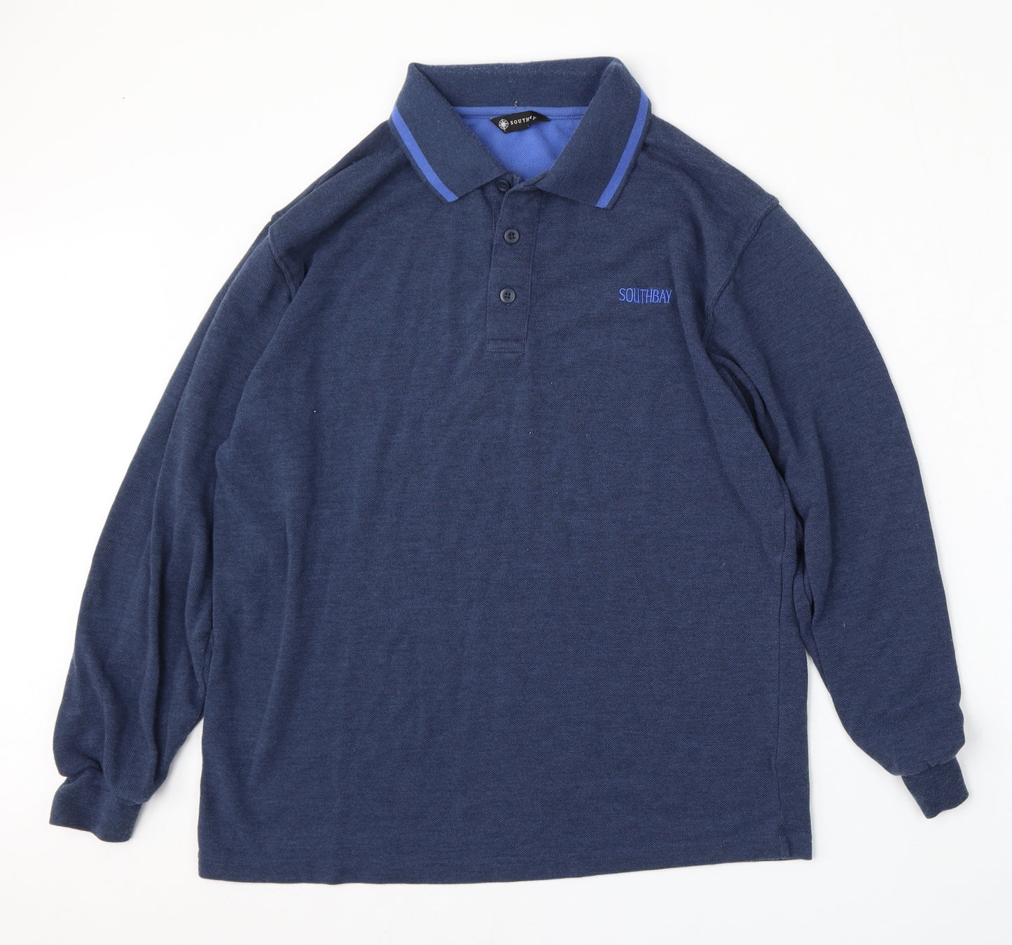 Southbay Mens Blue  Polyester  Polo Size M Collared Button