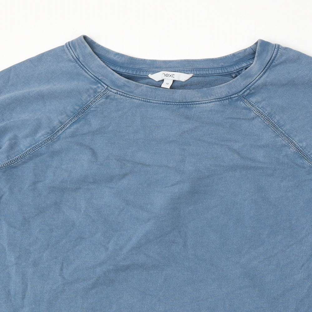 NEXT Womens Blue Floral Cotton Pullover Sweatshirt Size 12