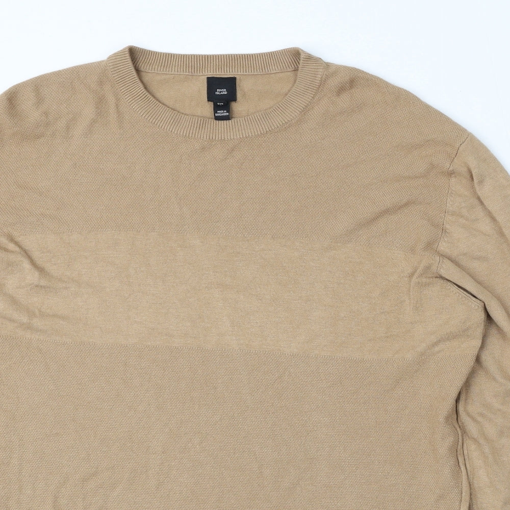 River Island Womens Brown Round Neck  Viscose Pullover Jumper Size XL