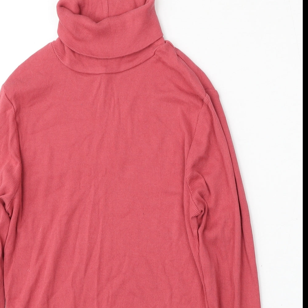 River Island Womens Pink Roll Neck  Cotton Pullover Jumper Size 10