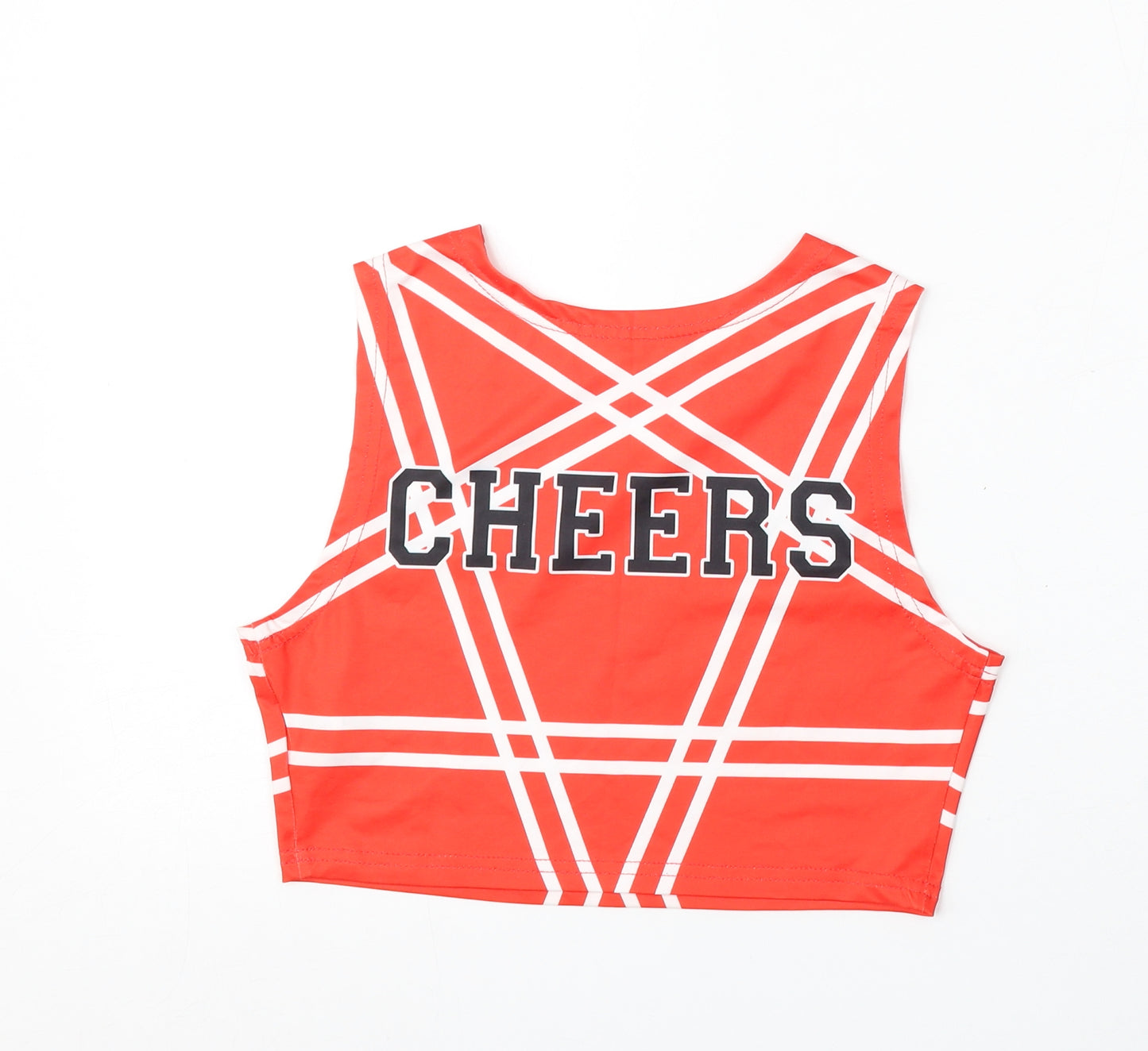 Preworn Girls Red Geometric Polyester Basic Tank Size S Round Neck  - Cheerleading