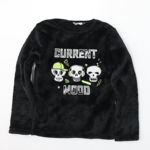 Pep&Co Boys Black Solid Polyester  Pyjama Top Size 7-8 Years