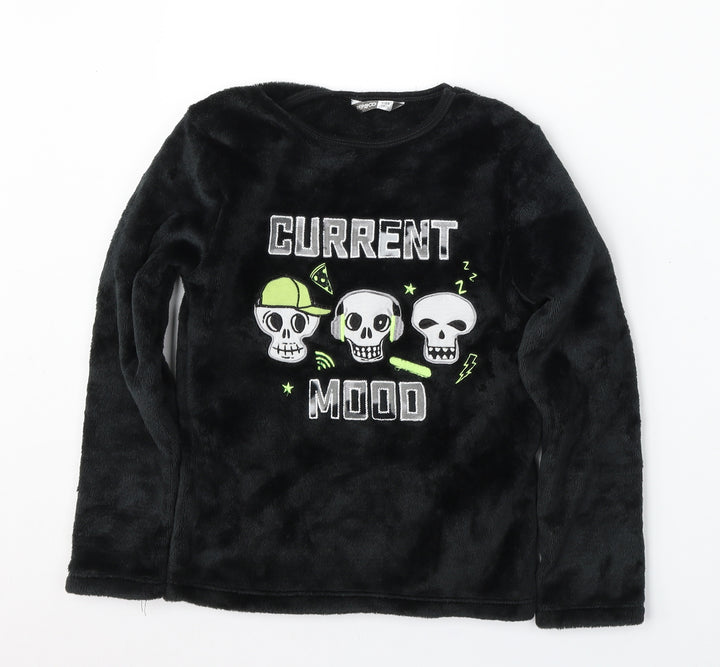 Pep&Co Boys Black Solid Polyester Pyjama Top Size 7-8 Years
