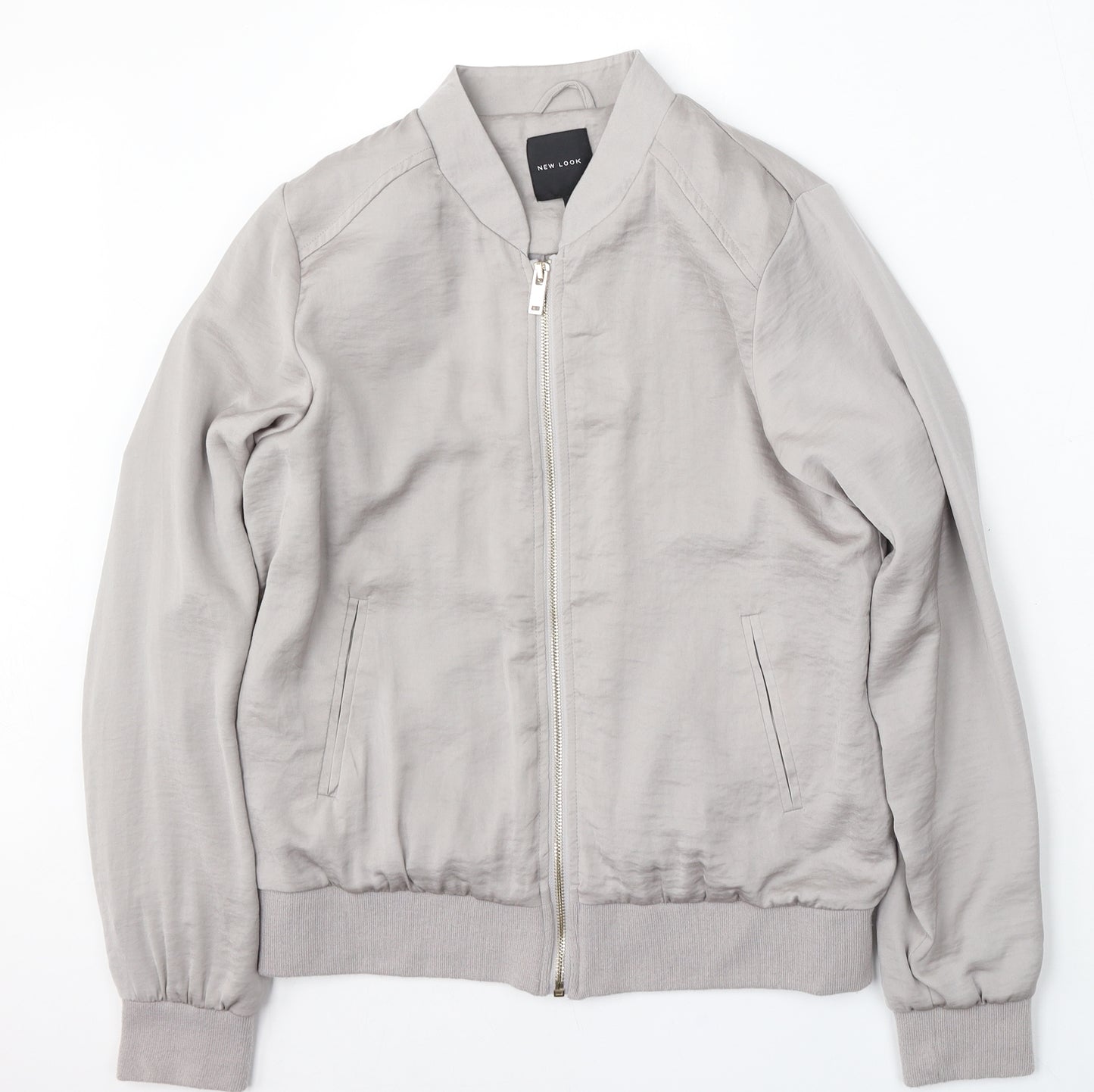 New Look Womens Grey   Bomber Jacket Jacket Size 10  Zip