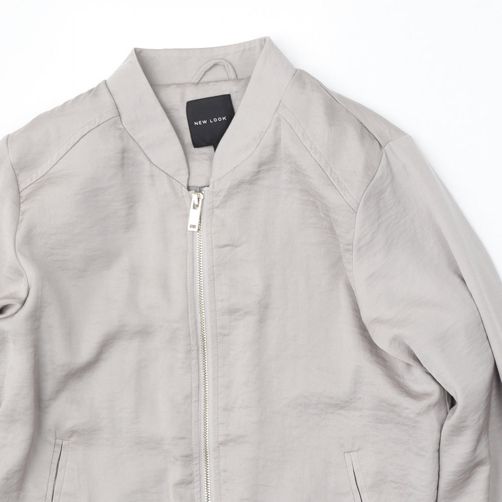 New Look Womens Grey   Bomber Jacket Jacket Size 10  Zip