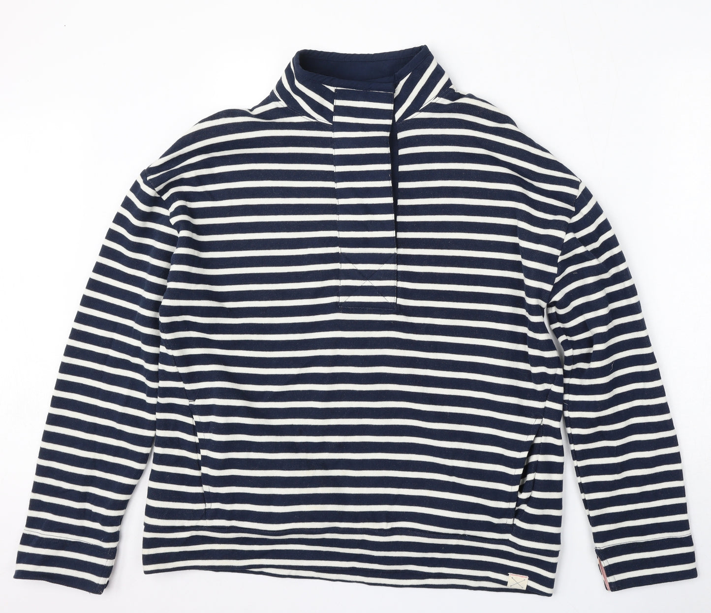 TU Womens Blue Striped Cotton Pullover Sweatshirt Size 14