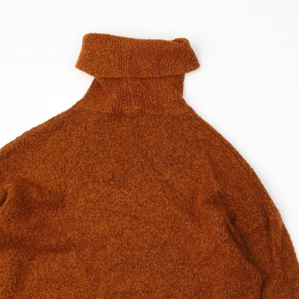 Dorothy Perkins Womens Brown Roll Neck  Acrylic Pullover Jumper Size L