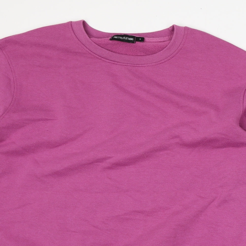 PRETTYLITTLETHING Womens Pink  Cotton Pullover Sweatshirt Size S