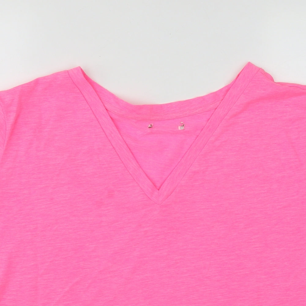 Matalan Womens Pink  Polyester Basic T-Shirt Size 18 V-Neck