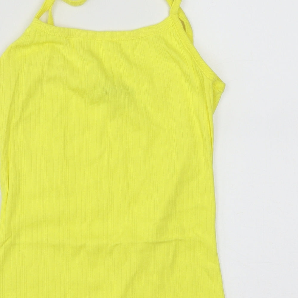 George Womens Yellow  Cotton Basic Tank Size 8 Square Neck