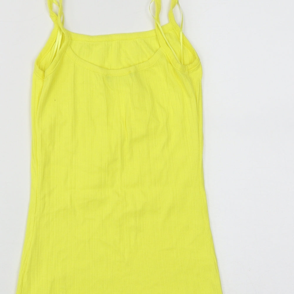 George Womens Yellow  Cotton Basic Tank Size 8 Square Neck
