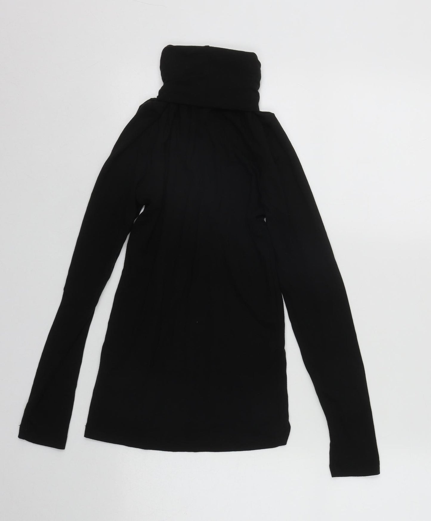 Heatgen Womens Black Roll Neck  Acrylic Pullover Jumper Size 10