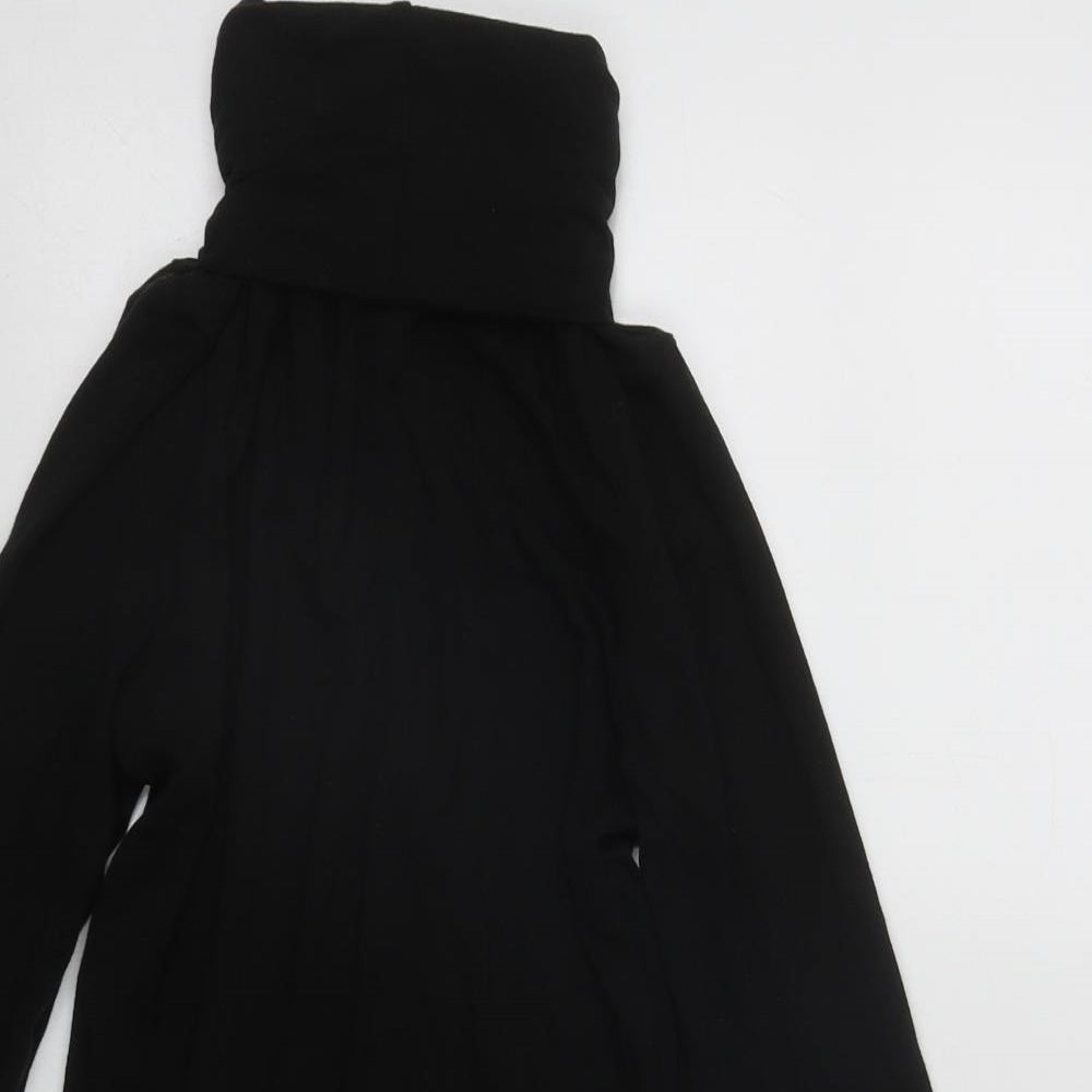 Heatgen Womens Black Roll Neck  Acrylic Pullover Jumper Size 10