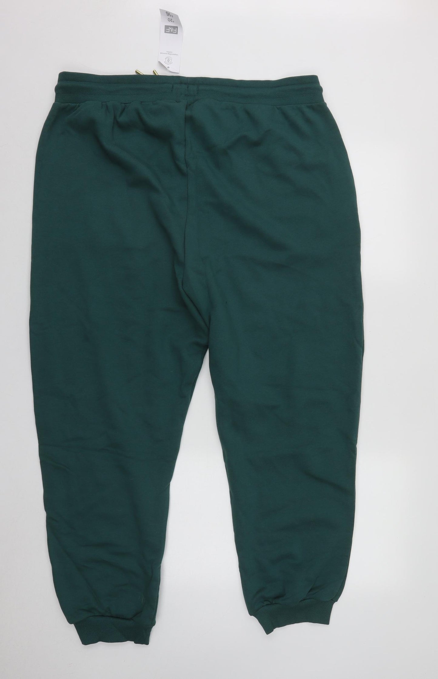 F&F Womens Green  Cotton Jogger Trousers Size 20 L26 in Regular Drawstring