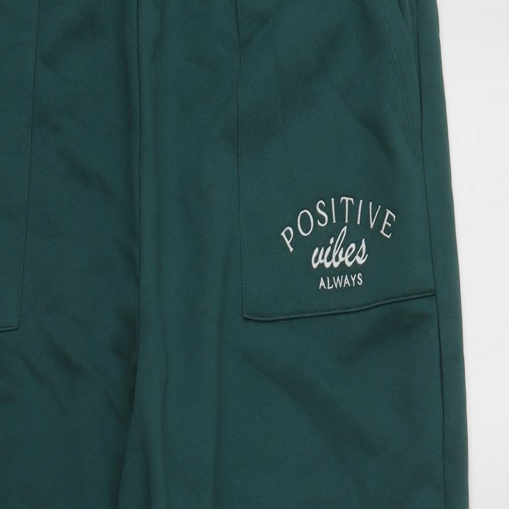 F&F Womens Green  Cotton Jogger Trousers Size 20 L26 in Regular Drawstring