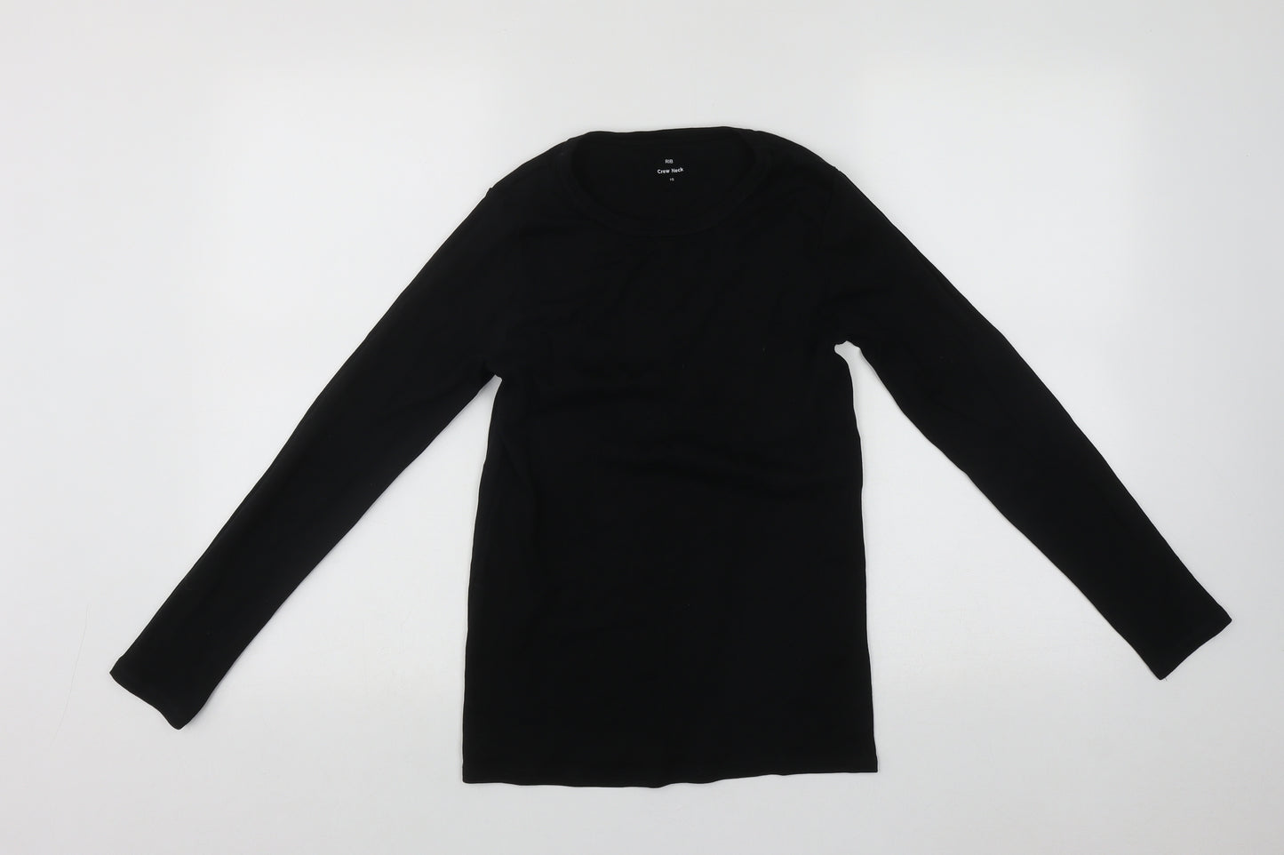 Marks and Spencer Womens Black  Cotton Basic Blouse Size 10 Round Neck