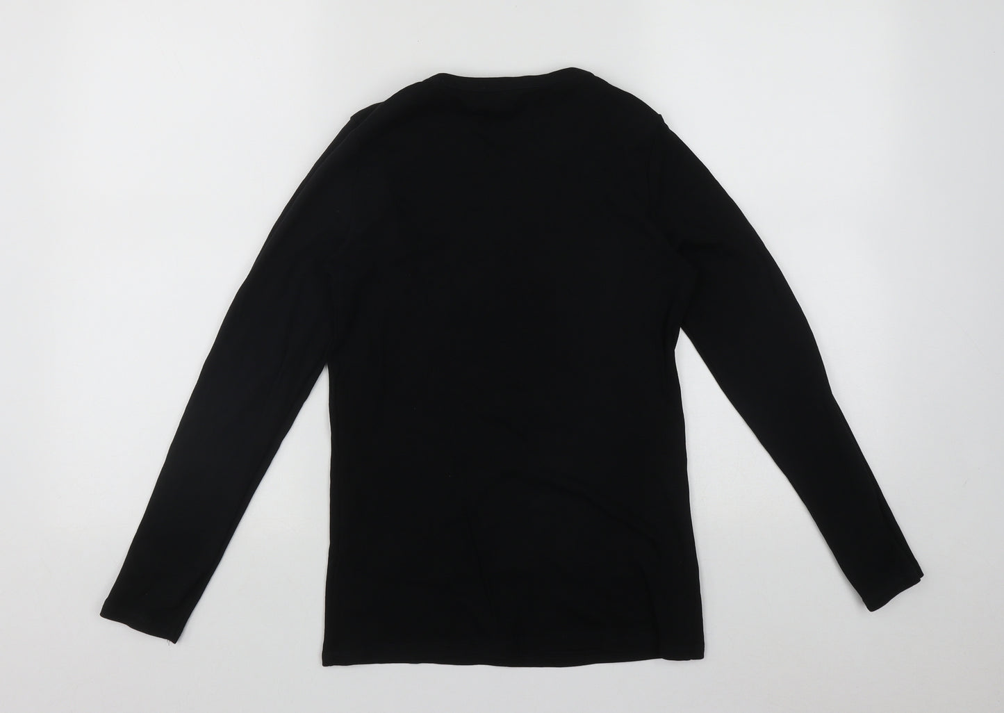 Marks and Spencer Womens Black  Cotton Basic Blouse Size 10 Round Neck
