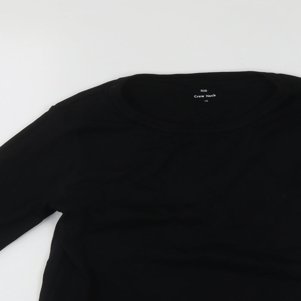 Marks and Spencer Womens Black  Cotton Basic Blouse Size 10 Round Neck