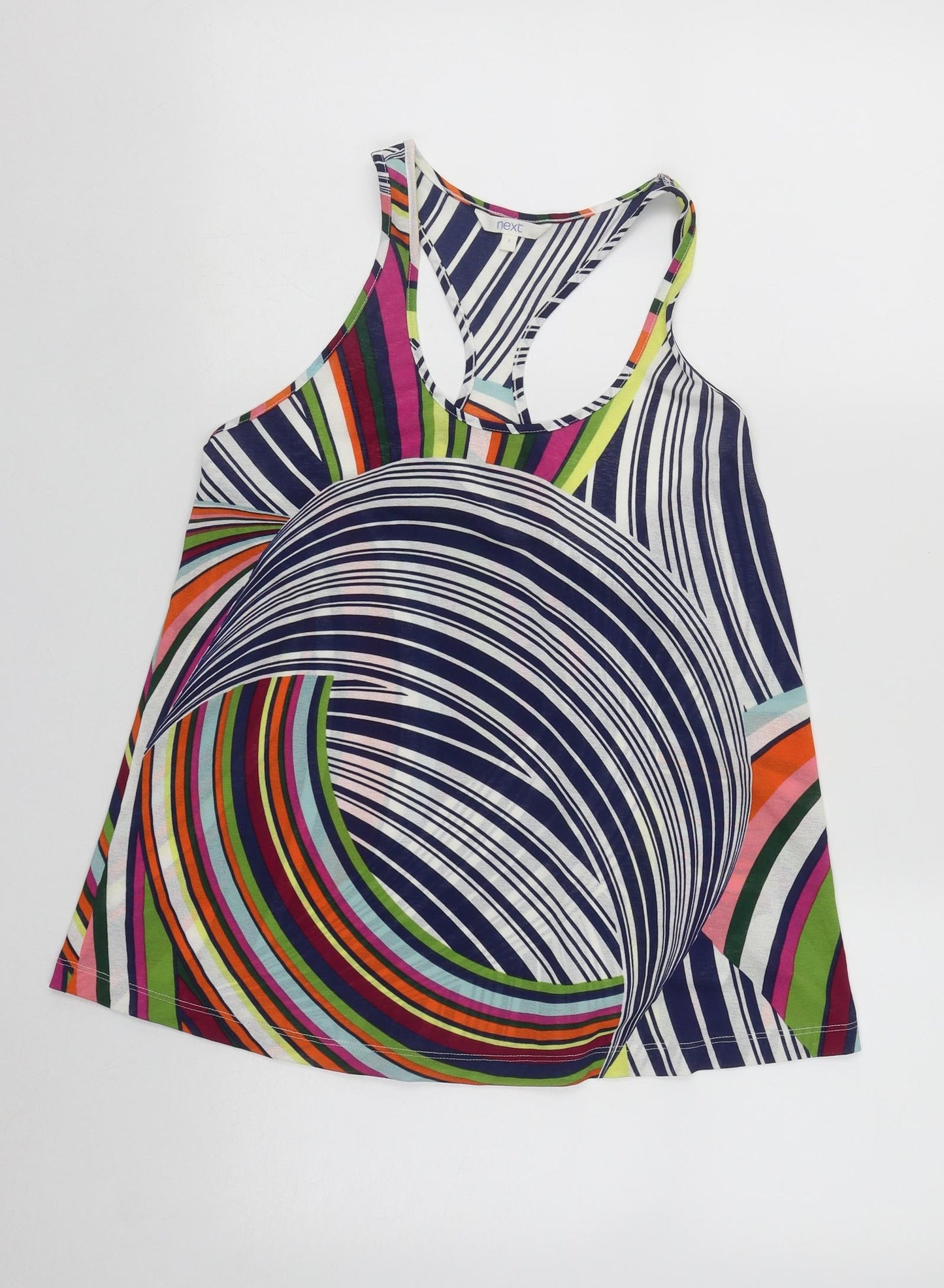 NEXT Womens Multicoloured Geometric Polyester Basic Tank Size 8 Scoop Neck