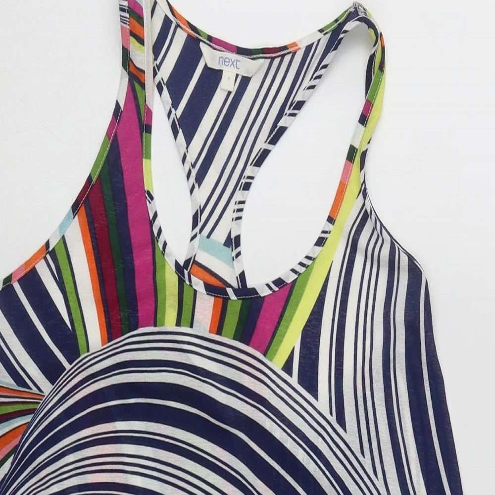 NEXT Womens Multicoloured Geometric Polyester Basic Tank Size 8 Scoop Neck