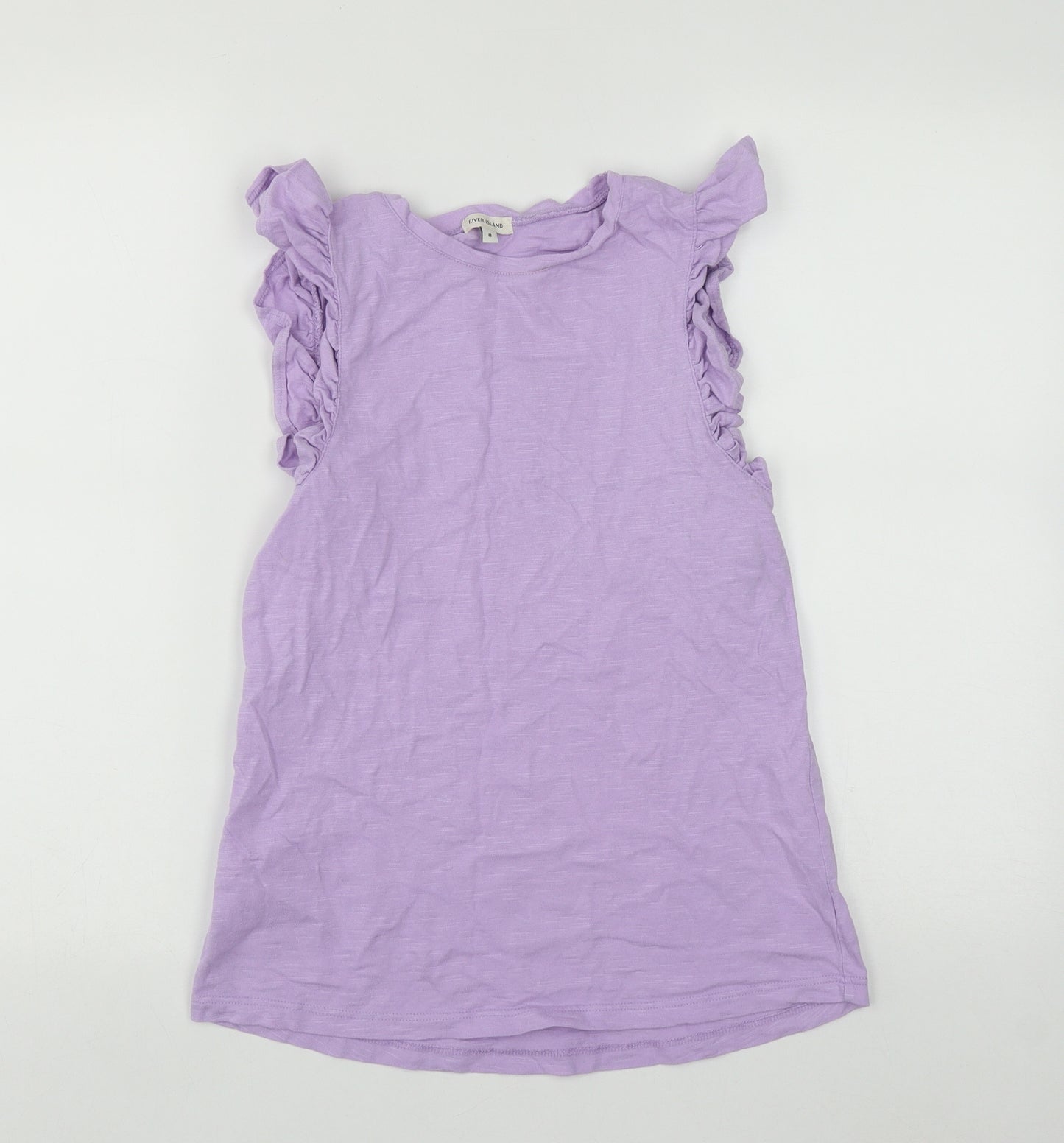 River Island Womens Purple  Cotton Basic Tank Size 8 Round Neck
