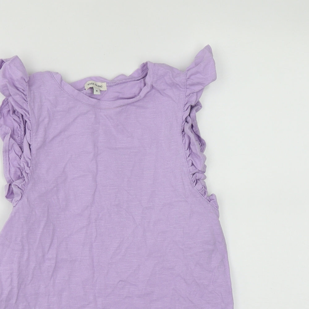 River Island Womens Purple  Cotton Basic Tank Size 8 Round Neck