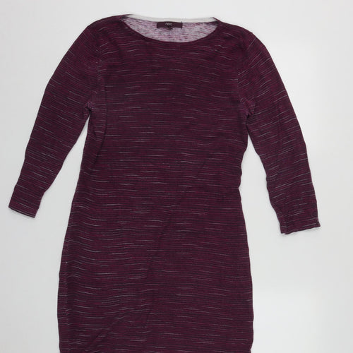 NEXT Womens Purple Geometric Cotton Basic Blouse Size 10 Round Neck